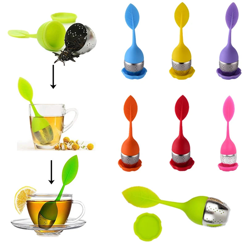 Tea Infuser Stainless Steel Filter Leaf Teamaker Silicone Handle Creative Tea Sieve Tools Teaware Strainer Kitchen Accessories