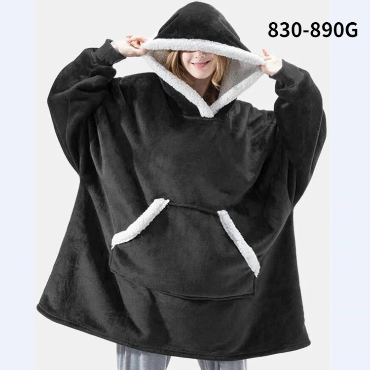 Oversized Blanket Hoodie Women Winter Hooded Wearable Family TV Blanket With Sleeves Sherpa Fleece Sweat Plaid Hoody Sweatshirt